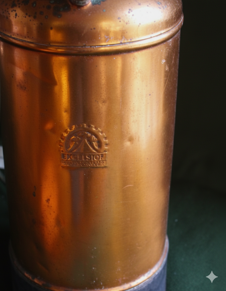 Abajur Artesanal EXCELSIOR - Antigo Pulverizador de Cobre Transformado em Luminária Vintage Industrial