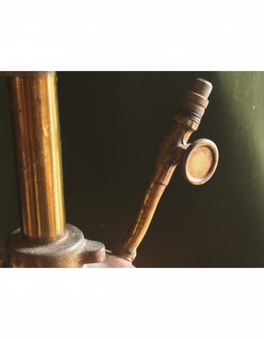 Abajur Artesanal EXCELSIOR - Antigo Pulverizador de Cobre Transformado em Luminária Vintage Industrial