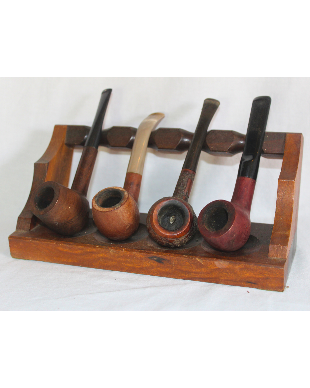 Conjunto Exclusivo de 4 Cachimbo Vintage em Briar e Suporte de Madeira