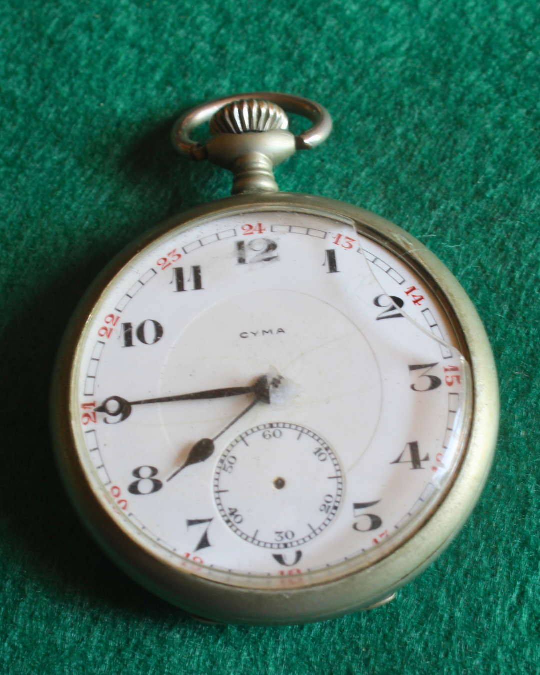 Relógio de Bolso Cyma Vintage - Suíço, Mostrador 24 Horas