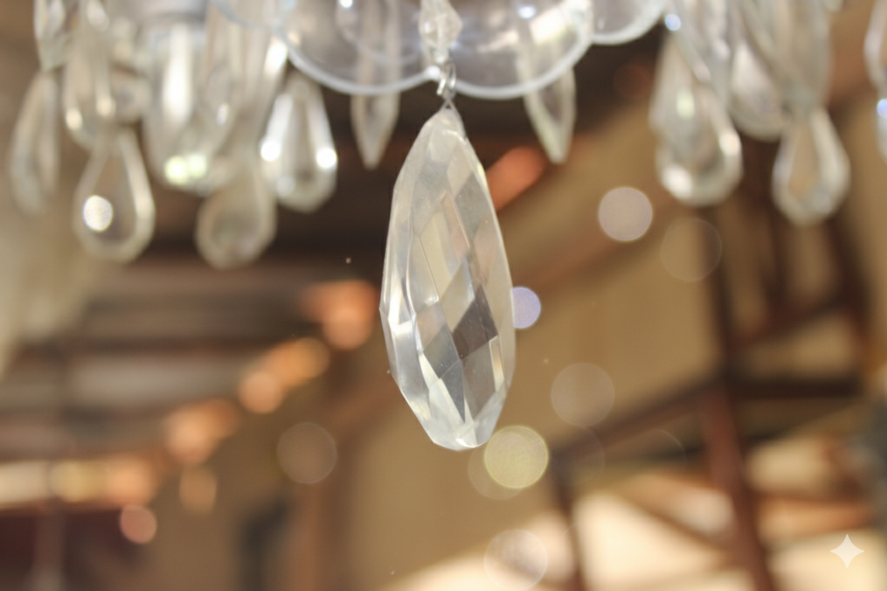 Lustre Pendente Clássico de Cristal com 6 Mangas Trabalhadas