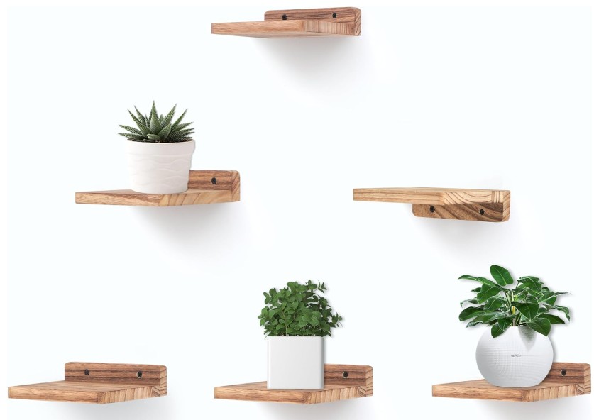 Small Floating Shelf, 5x6 Inch Display Ledges for Wall,Mini Shelves,Rustic Wood Shelf 