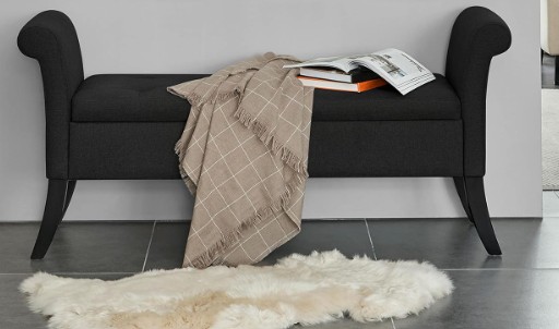 52in Ottoman Bench Folding Storage Ottoman Bench Tufted Fabric
