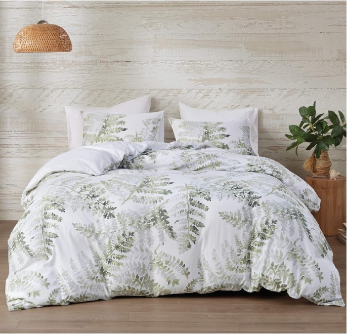 100% Cotton Sateen Duvet-Breathable Comforter Cover,Modern All Season Bedding Set with Sham