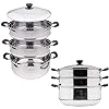 Stainless Steel Steamer Set 3 Tier Multi Tier Layer Stainless Steel Steamer Pot For Cooking With Stackable Pan Insert/Lid, Food Steamer, Vegetable Steamer Cooker, Steamer Cookware Pot, Vaporeras Para Tamales, Multilayer 16 