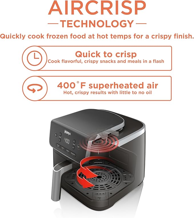 Ninja Air Fryer Ninja Air Fryer Pro 4-in-1 with 5 QT Capacity, Air Fry, Roast, Reheat, Dehydrate, Air Crisp Technology with 400F for hot, crispy results in just minutes, Nonstick Basket & Crisper Plate, Grey, AF141