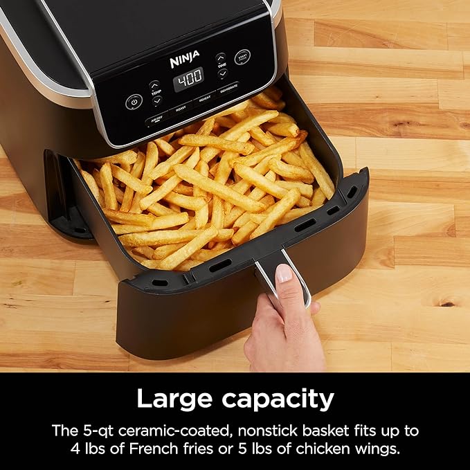 Ninja Air Fryer Ninja Air Fryer Pro 4-in-1 with 5 QT Capacity, Air Fry, Roast, Reheat, Dehydrate, Air Crisp Technology with 400F for hot, crispy results in just minutes, Nonstick Basket & Crisper Plate, Grey, AF141