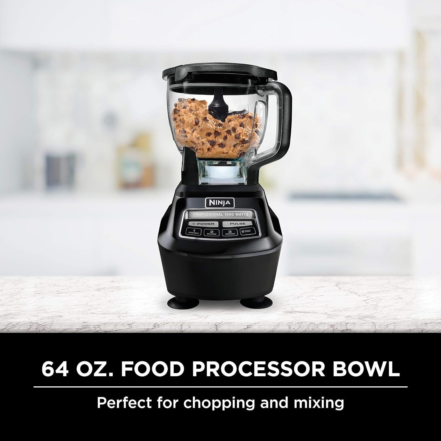Ninja Professional Blender Drinks & More, with 72 Blender Pitcher, 64 Processor Bowl, (2) 16-oz. to-Go, Black, with 2 Nutri Cups + Lids