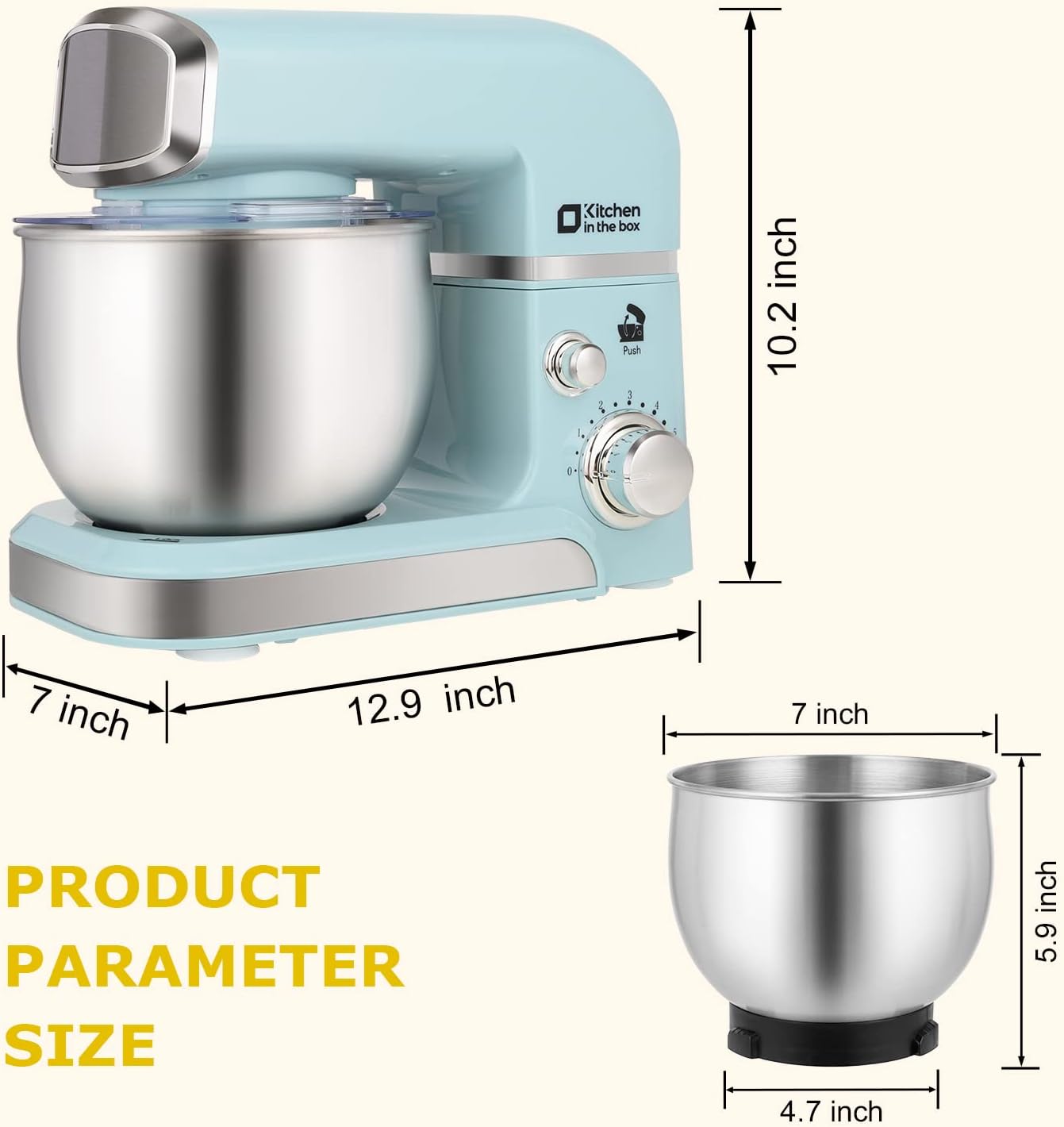 Kitchen Stand Mixer Kitchen in the box Stand Mixer,3.2Qt Small Electric Food Mixer,6 Speeds Portable Lightweight Kitchen Mixer for Daily Use with Egg Whisk,Dough Hook,Flat Beater (Blue)