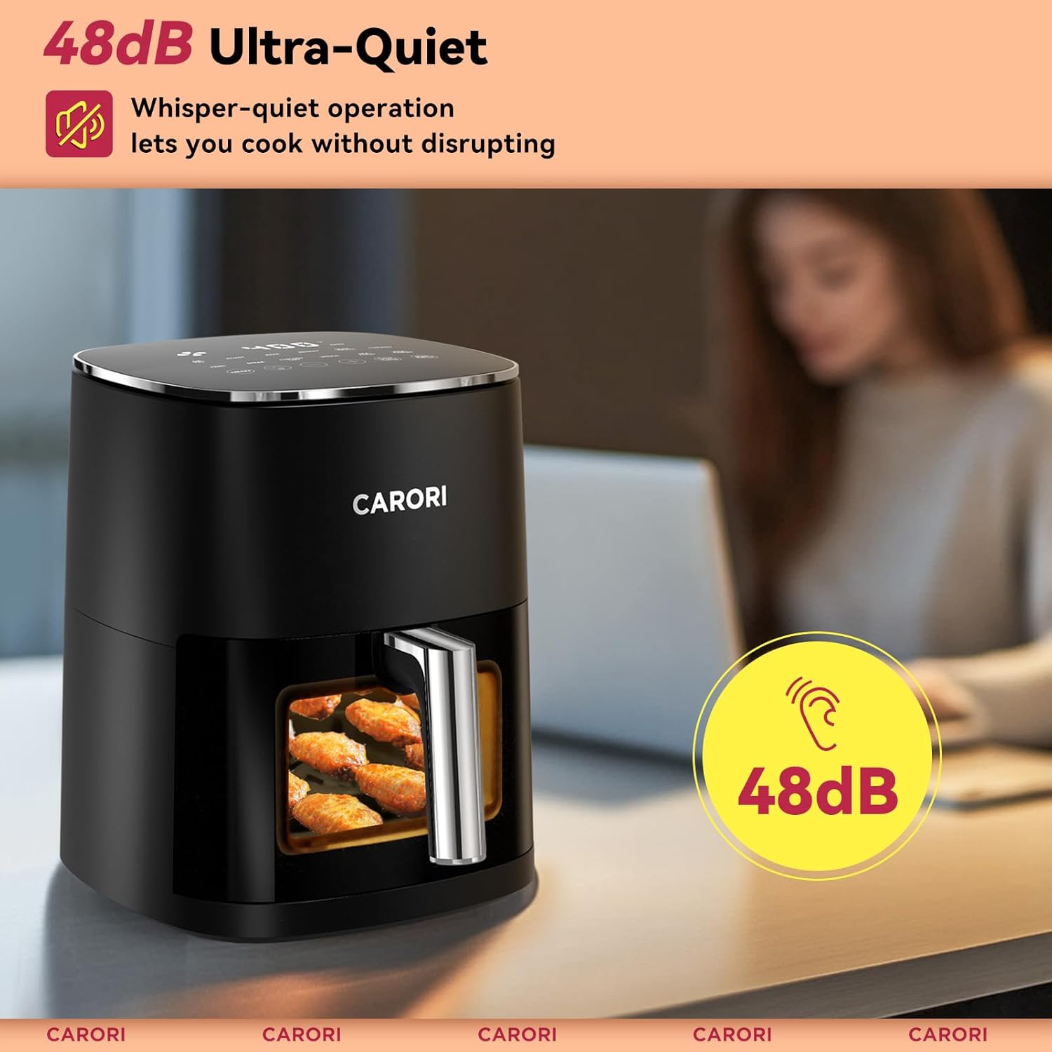 Air Fryer 12 Preset with Viewing Window, 6Qt Large Capacity, 400℉ Max Crisp, Airfryer, Bake, Roast, Dehydrate, Reheat, 1700W Quick Even Easy Meals, Nonstick Dishwasher Safe Bask