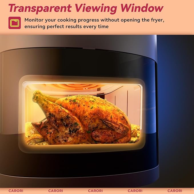 Air Fryer 12 Preset with Viewing Window, 6Qt Large Capacity, 400℉ Max Crisp, Airfryer, Bake, Roast, Dehydrate, Reheat, 1700W Quick Even Easy Meals, Nonstick Dishwasher Safe Bask