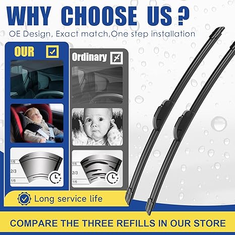 3 wipers Replacement For Toyota Highlander 2008-2012 2013 2014 2015 2016 2017 2018 2019,Lexus GX460 2011-2021 Original Equipment Windshield Wiper Blades Set 26"+20"+12" (Set of 3) U/J HOOK