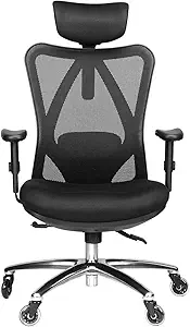 Ergonomic Office Chair Ergonomic Office Chair - Adjustable High-Back Desk Chair with Lumbar Support, Rollerblade Wheels, Breathable Mesh, Thick Seat Cushion, Headrest Armrests - Reclining Executive Computer Home Chair
