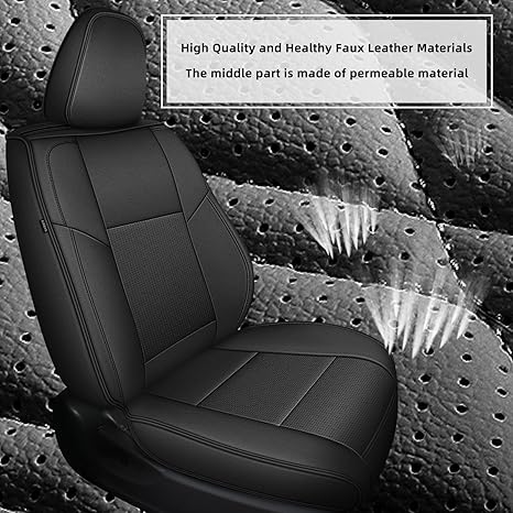 Toyota RAV4 Seat Covers Full Set Seat Covers Custom Fit for Toyota RAV4 2007-2018 Leather Seat Cushion Waterproof 2 Row 5 Seats Auto Protectors (Black)
