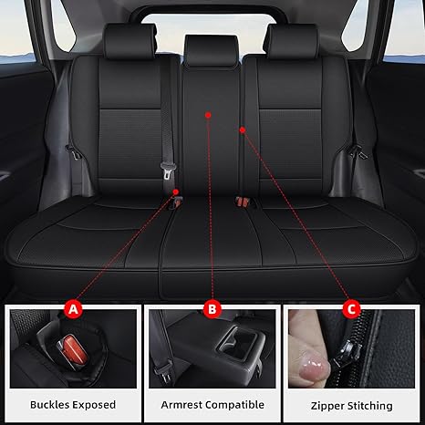 Toyota RAV4 Seat Covers Full Set Seat Covers Custom Fit for Toyota RAV4 2007-2018 Leather Seat Cushion Waterproof 2 Row 5 Seats Auto Protectors (Black)