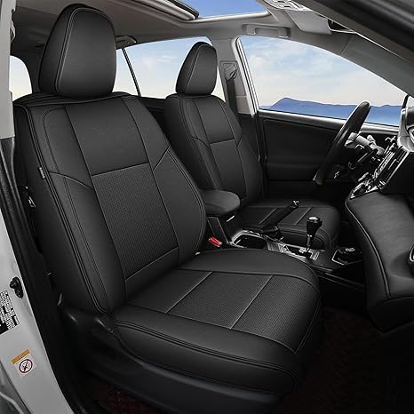 Toyota RAV4 Seat Covers Full Set Seat Covers Custom Fit for Toyota RAV4 2007-2018 Leather Seat Cushion Waterproof 2 Row 5 Seats Auto Protectors (Black)
