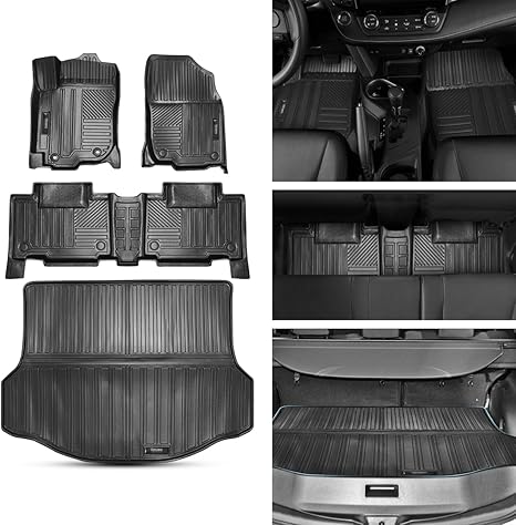 Car Floor Mats Set Vanseno Compatible for 2013 2014 2015 2016 2017 2018 Toyota Rav4 Floor Mats & Cargo Liners Trunk Mats All-Weather Rubber Protection Mat for 2013-2018 rav4 Accessories