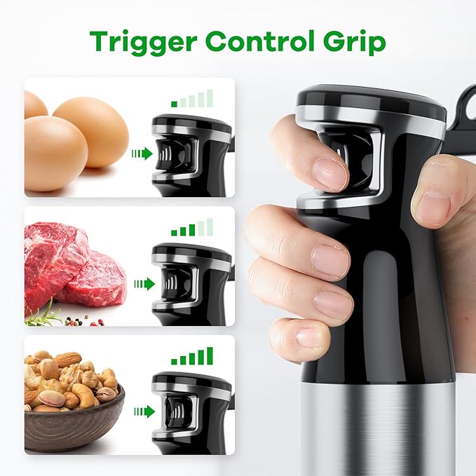 Multifunctional Hand Blender Set Immersion Blender Handheld Corded Hand Blenders Set 1100W, Trigger Variable Speed 5 in 1 Stick Emulsifier with Chopper, Whisk and Frother for Soup, Baby Food and Smoothies