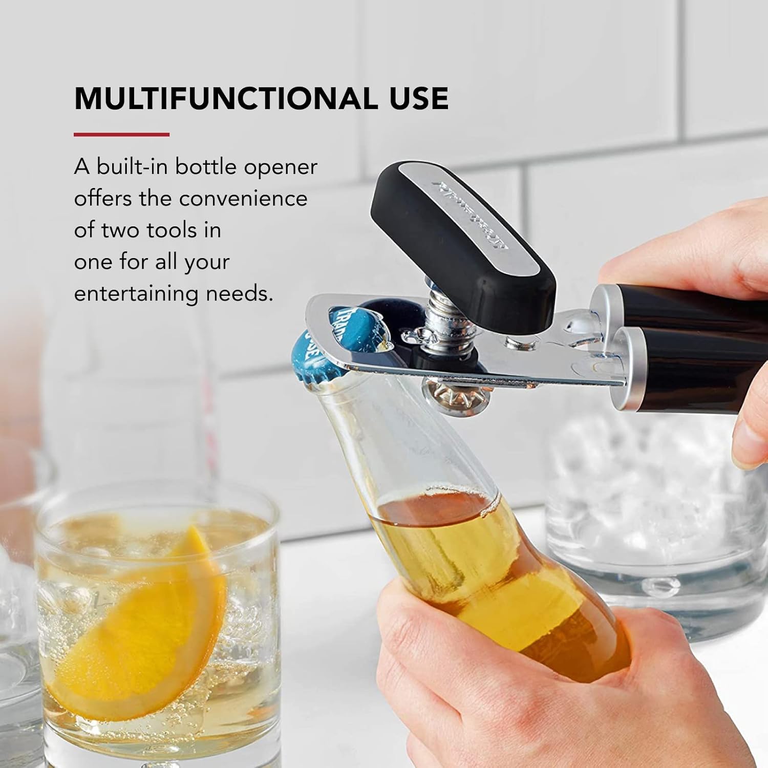 KitchenAid Can Opener KitchenAid Classic Multifunction Can Opener and Bottle Opener Easy to Use, Razor Sharp Stainless Steel Cutting Wheel, Soft Ergonomic Handles, Black