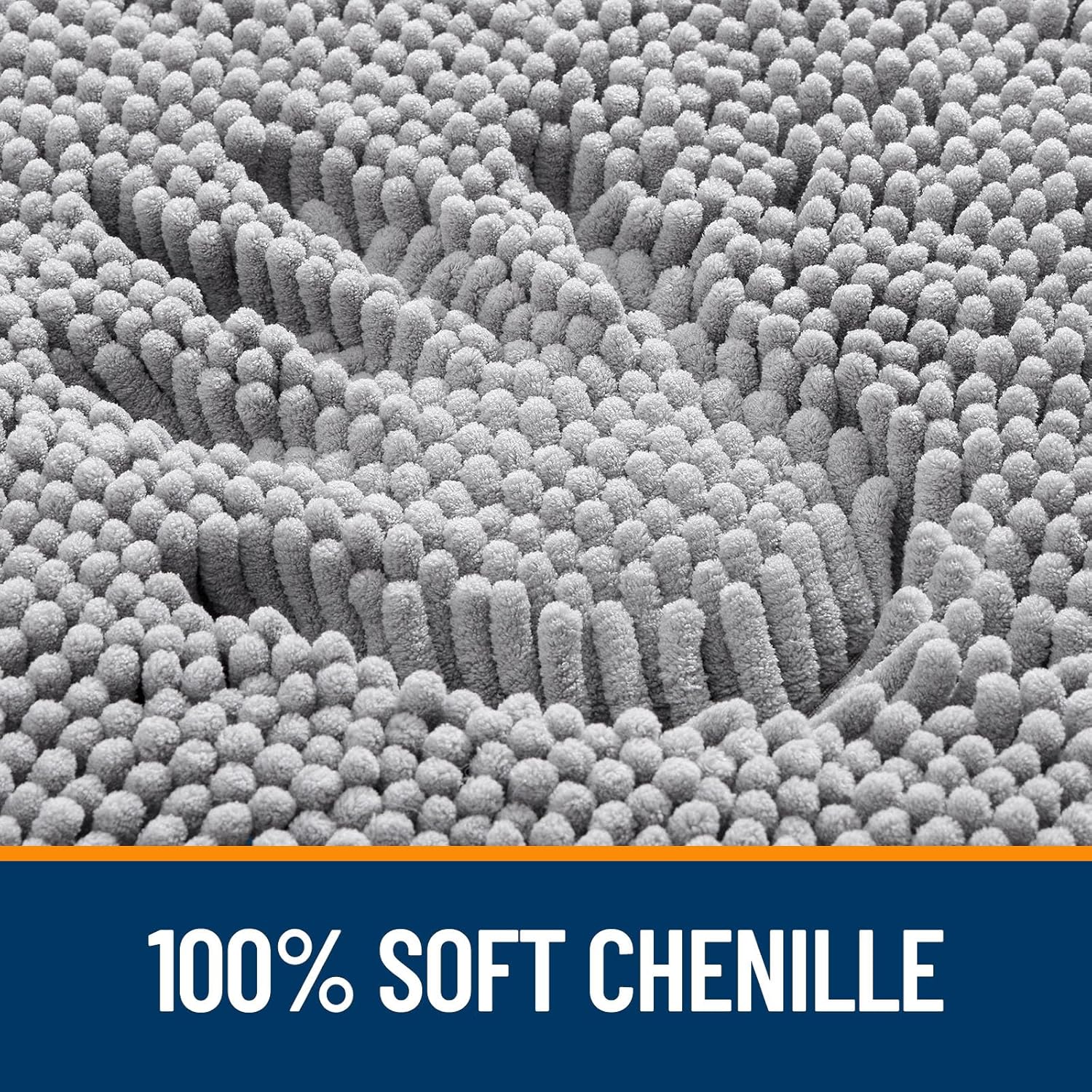 Soft Plush Bath Mat OLANLY Bathroom Rugs 30x20, Extra Soft Absorbent Chenille Bath Rugs, Rubber Backing Quick Dry, Machine Washable Bath Mats for Bathroom Floor, Tub and Shower, Home Decor Accessories, Grey