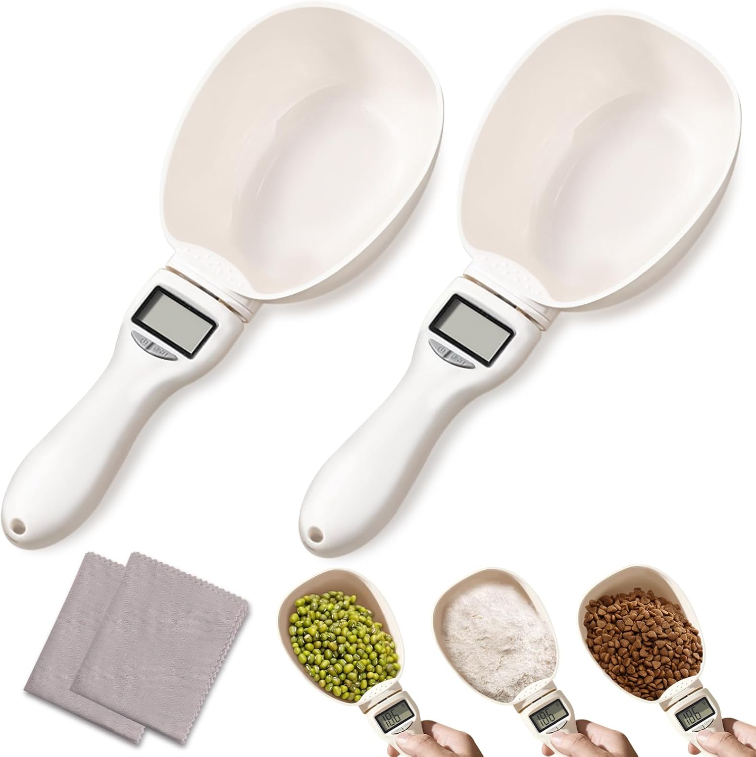 Digital Measuring Scoop 2pcs Digital Measuring Spoon,Digital Spoon Scale with LCD Screen Display, Digital Food Spoon Scale, Electronic Measuring Spoon for Kitchen Gadgets and Daily Meals