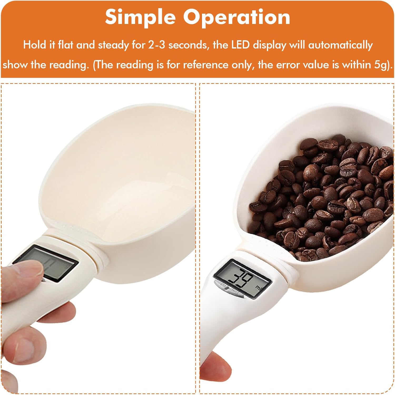 Digital Measuring Scoop 2pcs Digital Measuring Spoon,Digital Spoon Scale with LCD Screen Display, Digital Food Spoon Scale, Electronic Measuring Spoon for Kitchen Gadgets and Daily Meals