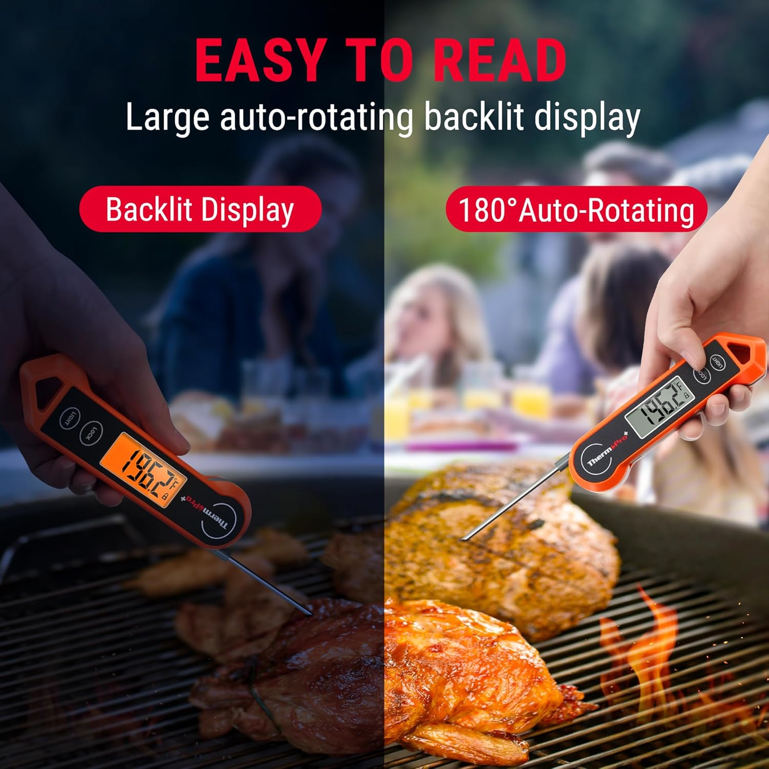 ThermoPro Digital Cooking Thermometer ThermoPro TP19H Digital Meat Thermometer for Cooking with Ambidextrous Backlit and Motion Sensing Kitchen Cooking Food Thermometer for BBQ Grill Smoker Oil Fry Candy Instant Read Thermometer