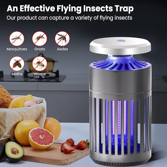 Electric Mosquito Trap Pest Sniper Indoor Insect Trap,Attracts and Zaps Mosquitos, Gnats, Moths, Fruit Flies，2 in 1 Bug Zapper with Suction and Electric Grid