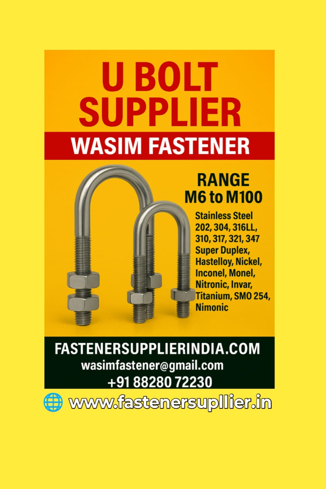 U Bolt Supplier in India | SS 304 316 U Bolt Manufacturer – Wasim Fastener