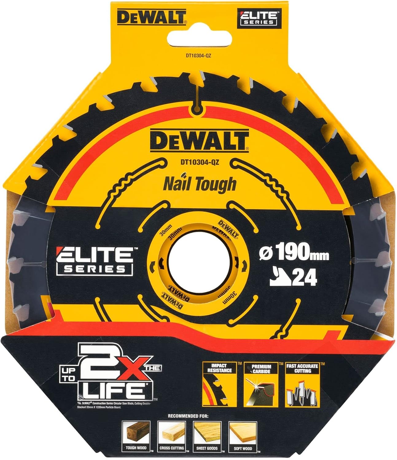 DeWalt DT10304-QZ 190 x 30mm 24-Tooth Corded Extreme Framing Circular Saw Blade