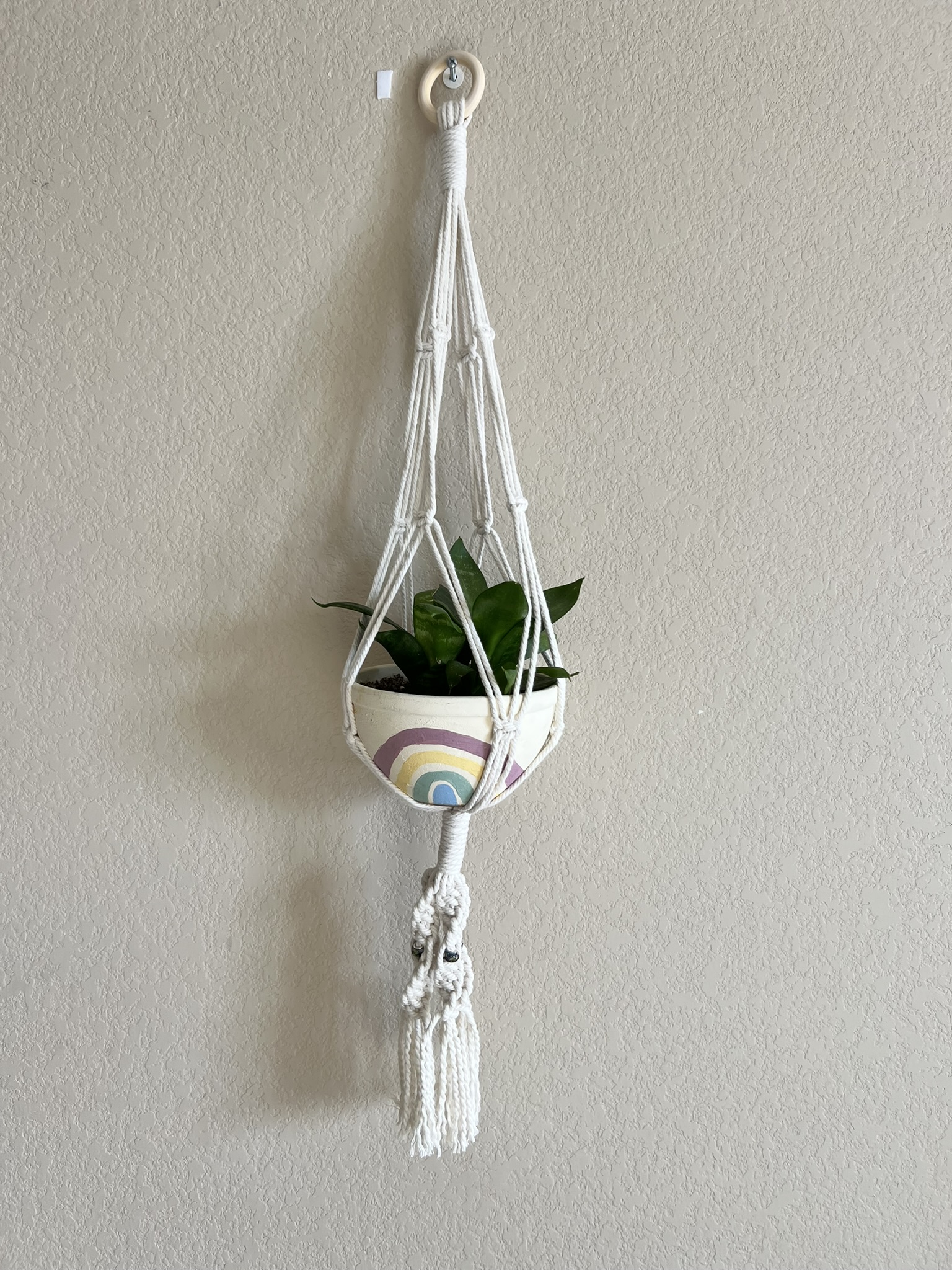 Plant Hanger: Twisted Bottom with Blown Glass Beads