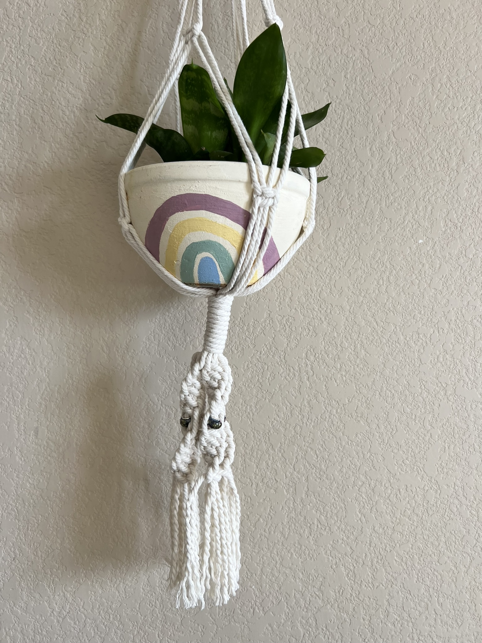 Plant Hanger: Twisted Bottom with Blown Glass Beads