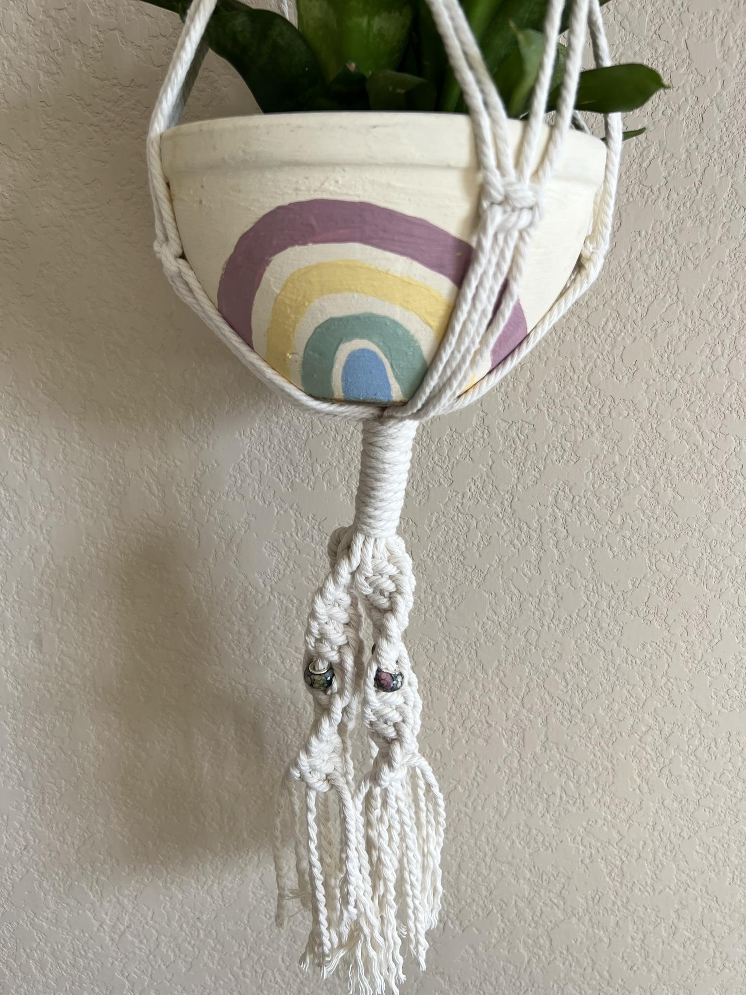 Plant Hanger: Twisted Bottom with Blown Glass Beads