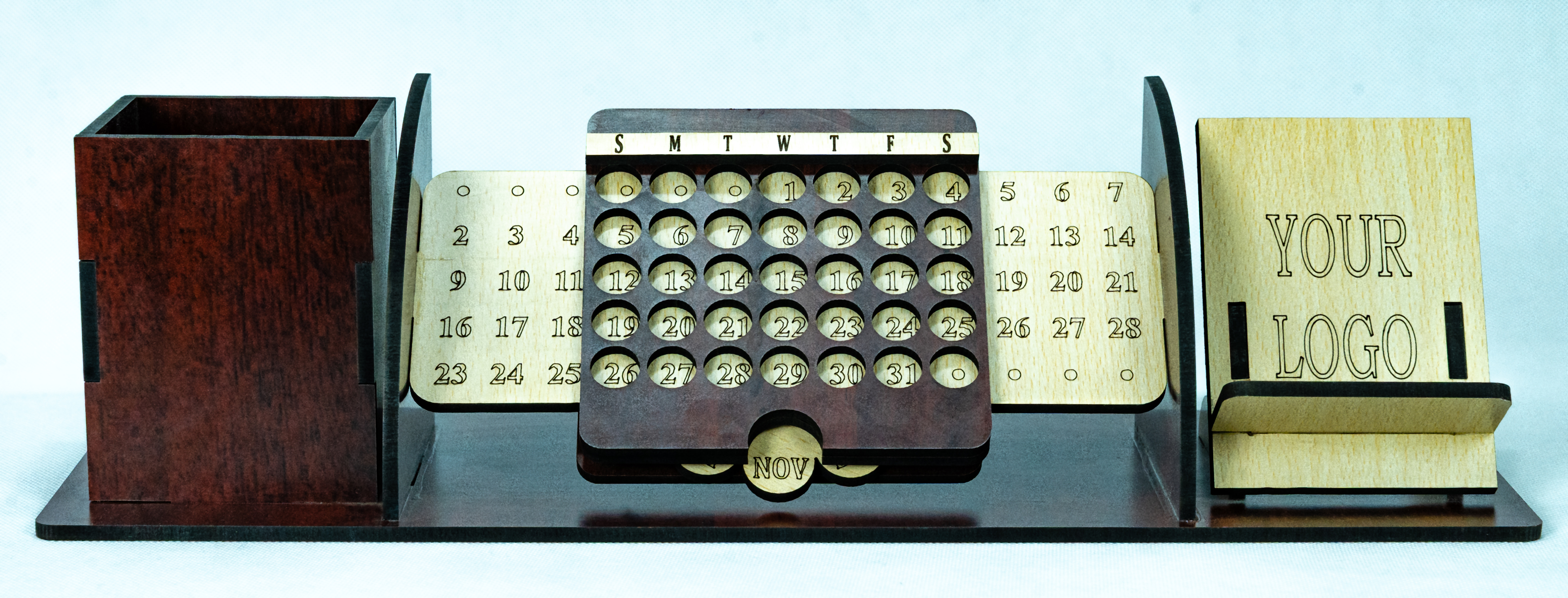 Wooden Desk Organizer with calendar