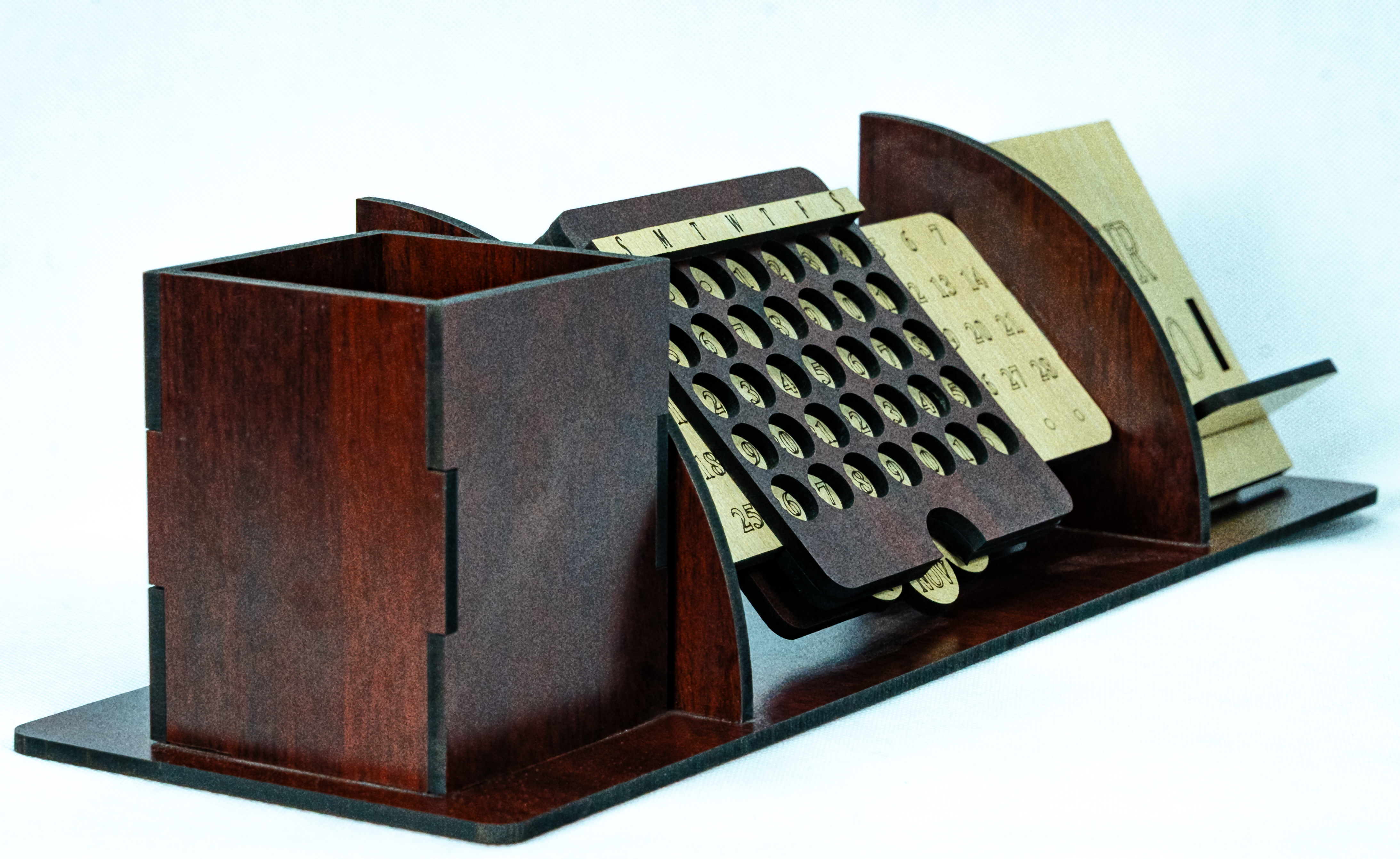 Wooden Desk Organizer with calendar