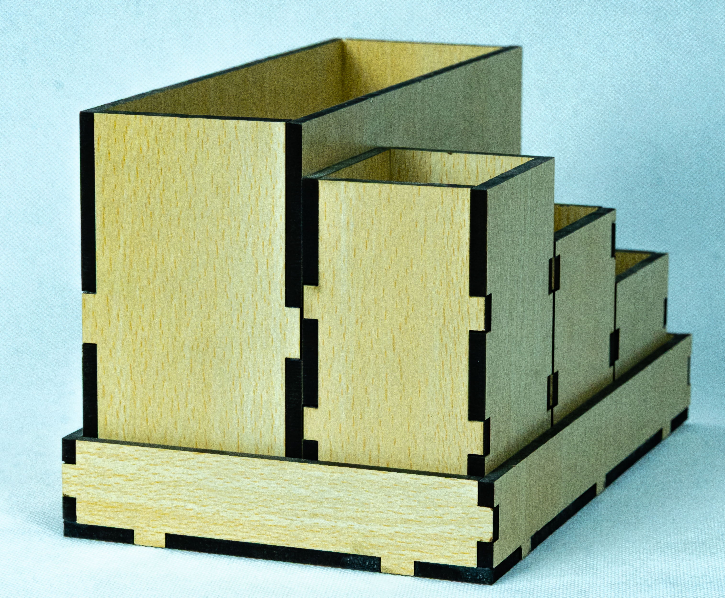 Wooden Desk Organizer with Clock