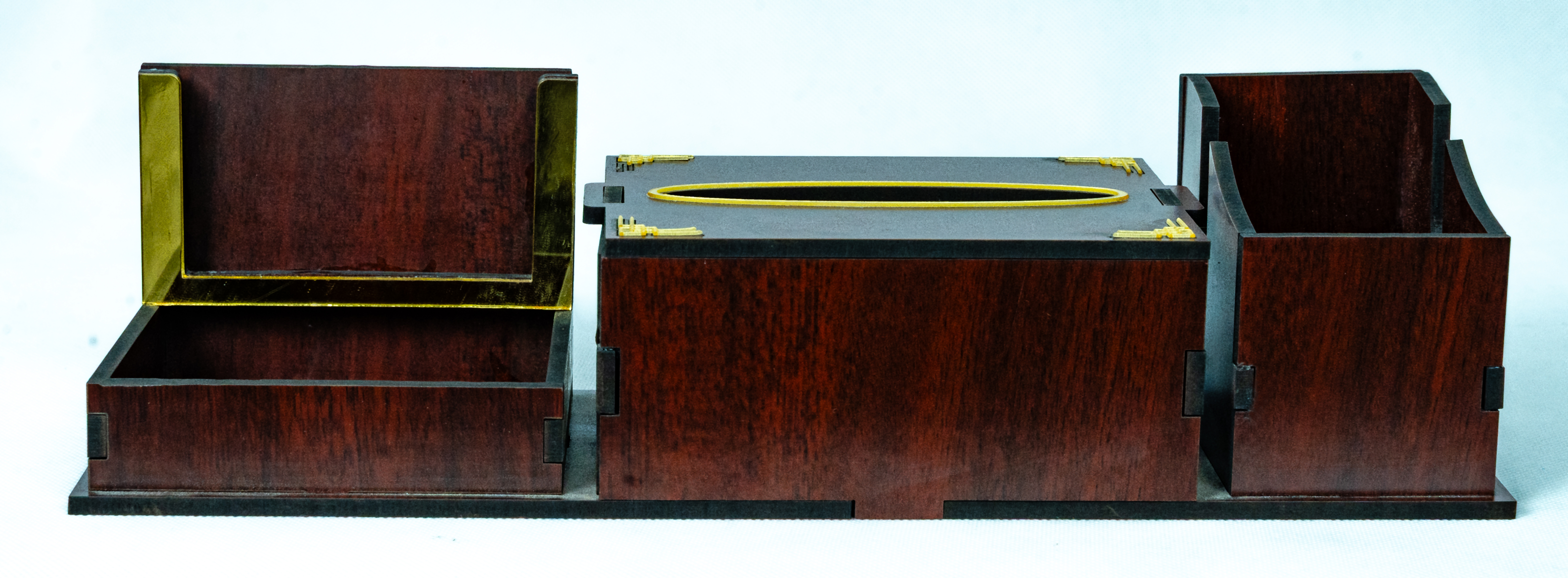 Wooden Desk Organizer with tissue holder