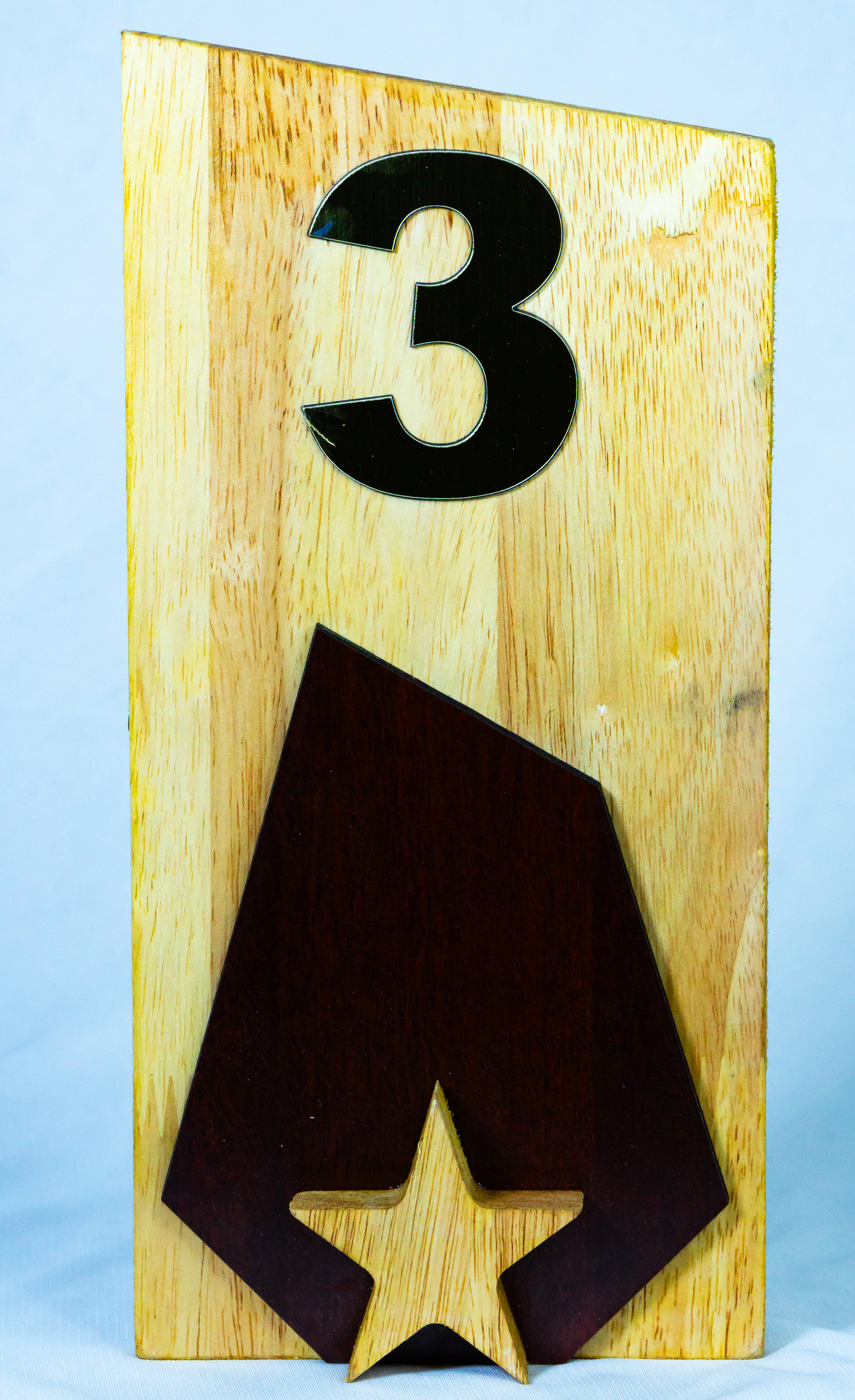 Wooden Number 3 Award Plaque