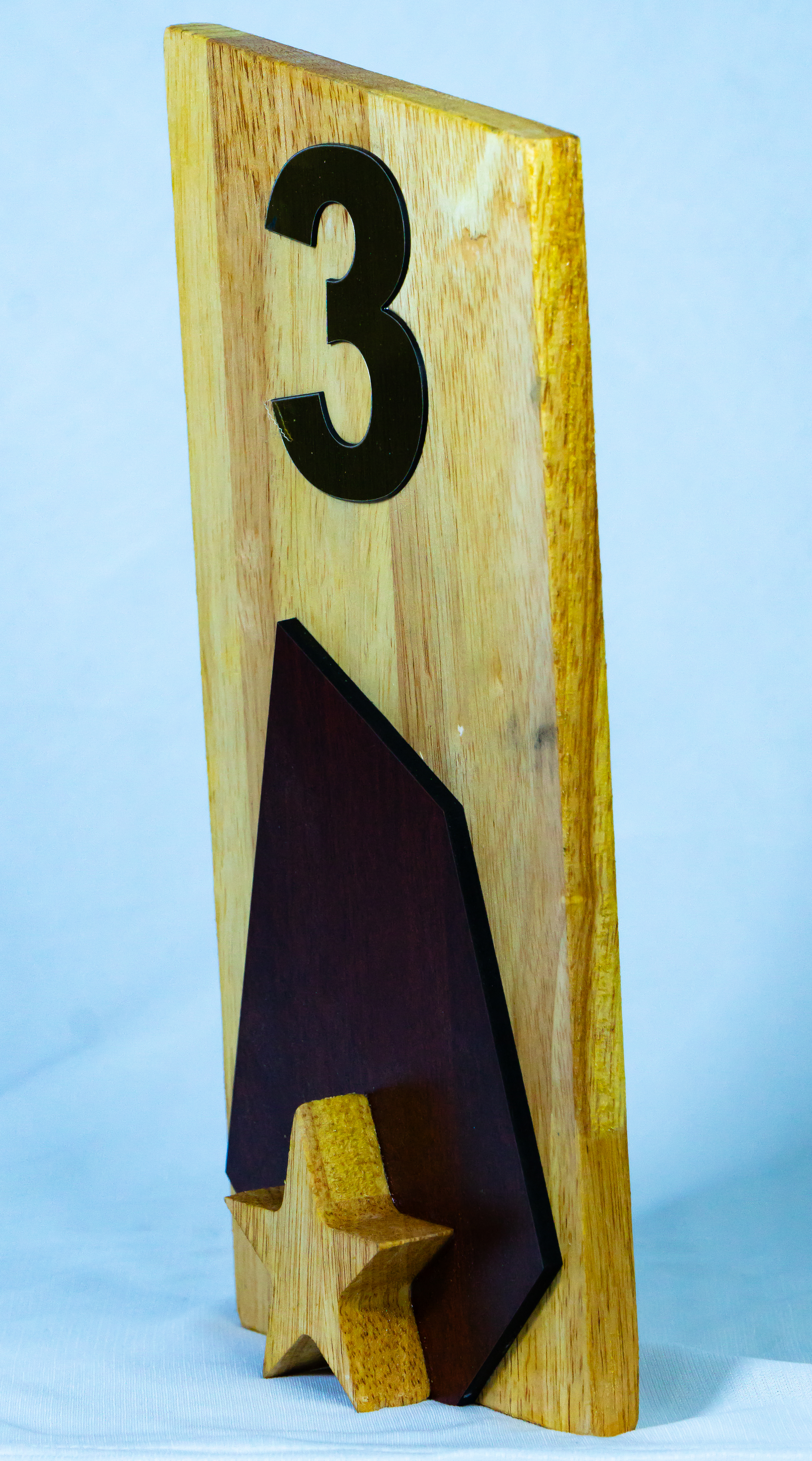 Wooden Number 3 Award Plaque