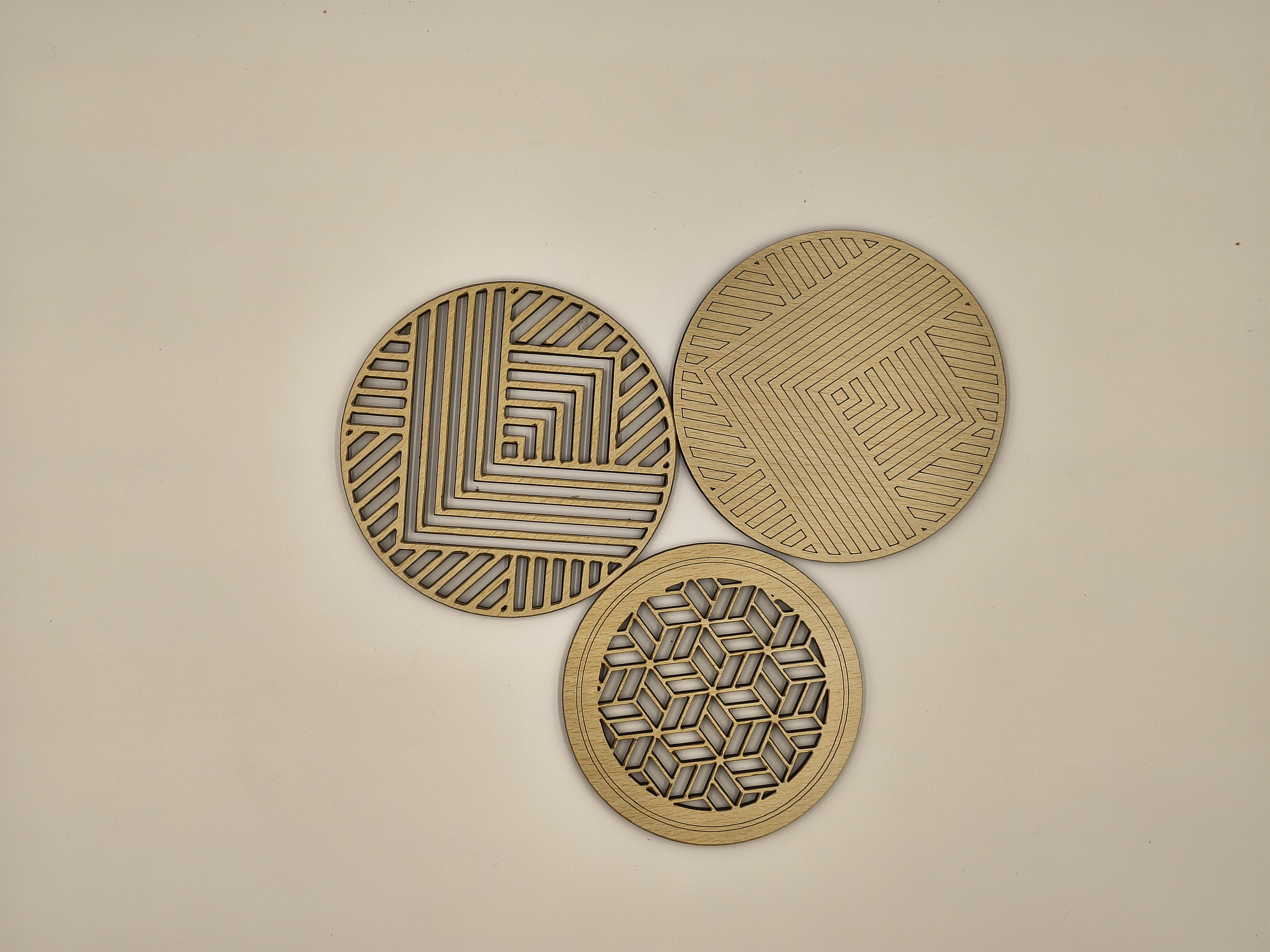 Geometric Wooden Coasters Set