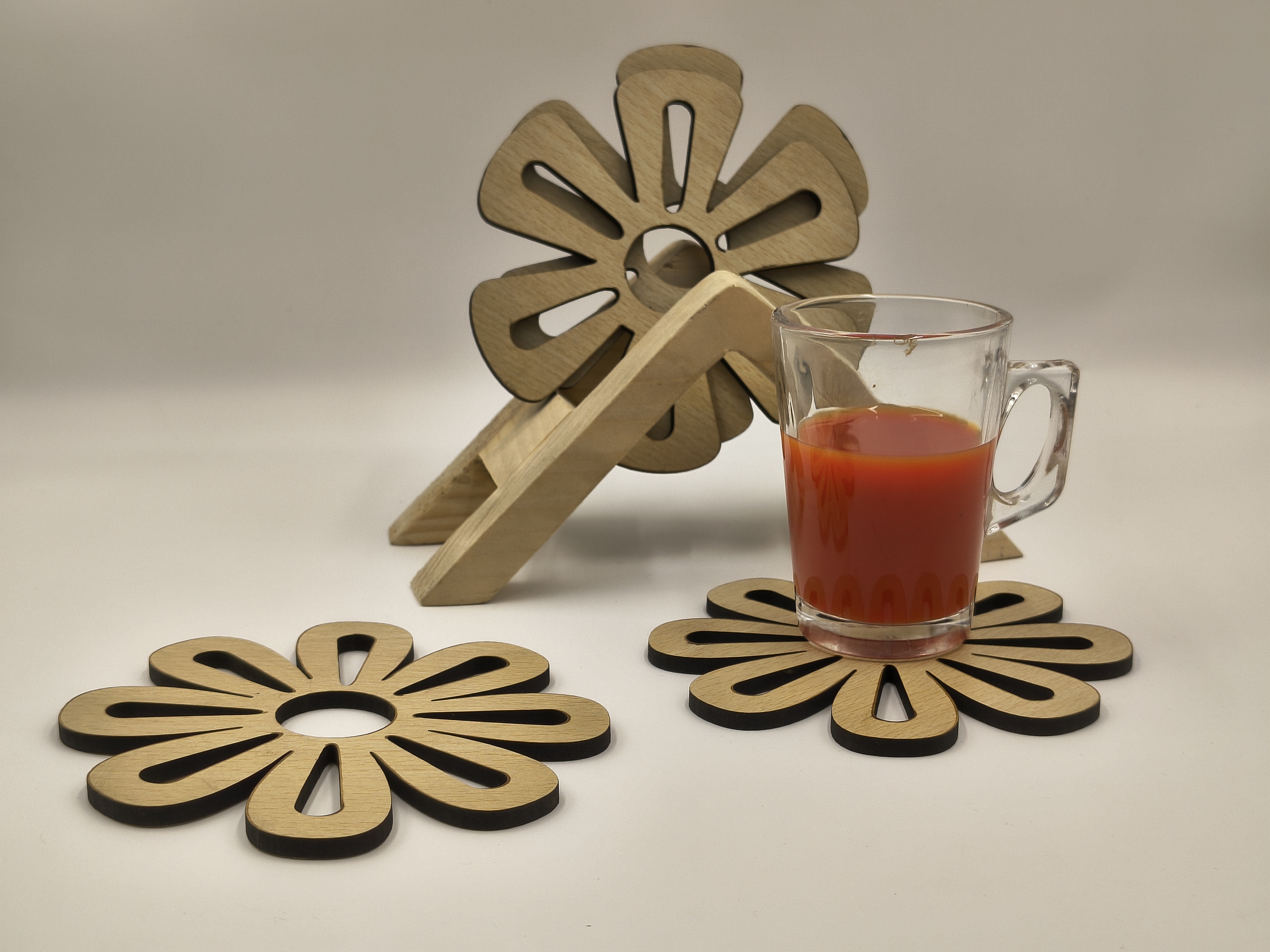Wooden Flower Cutout coaster without Base 