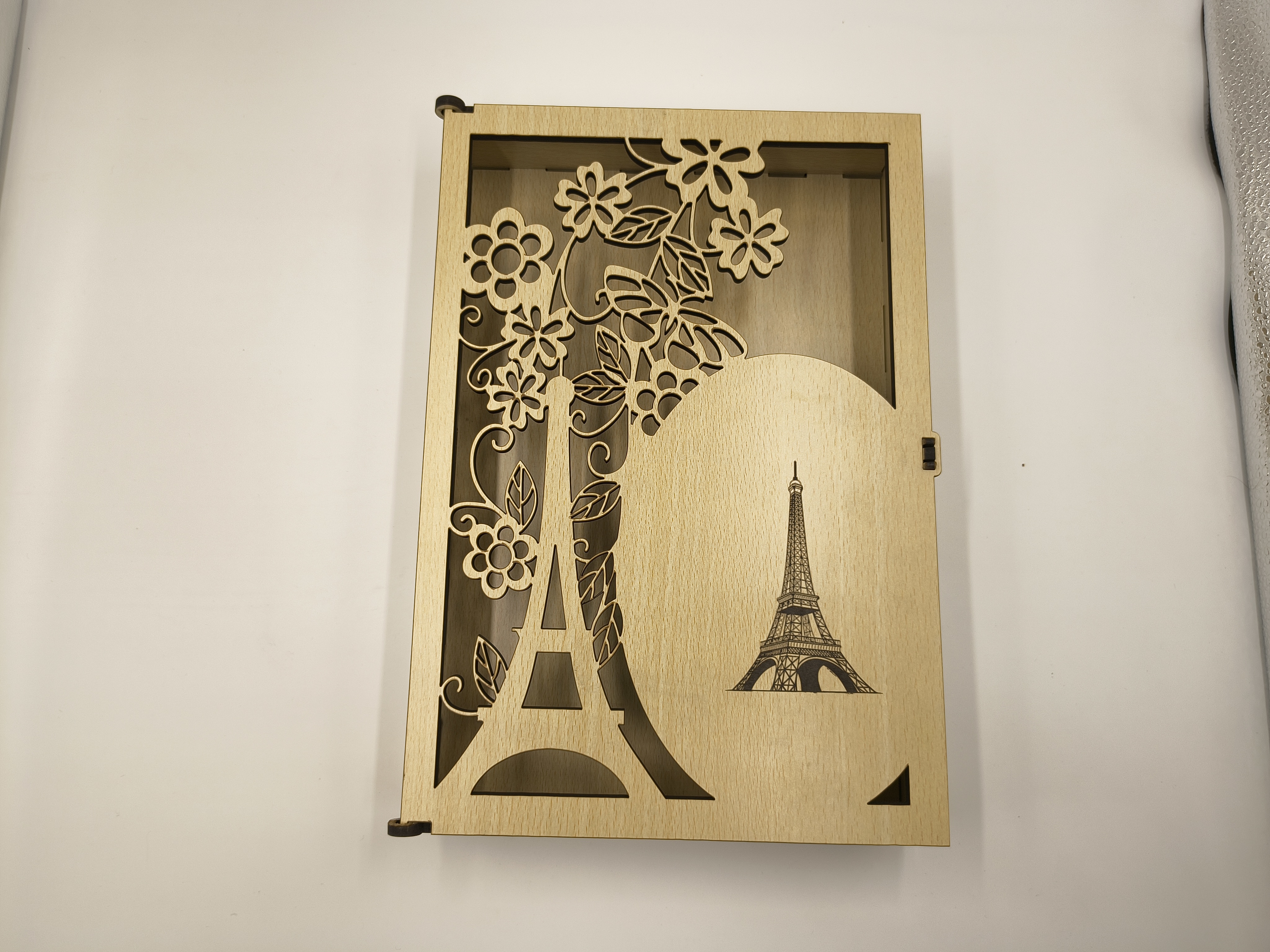 Wooden Decorative Box with Eiffel Tower Design