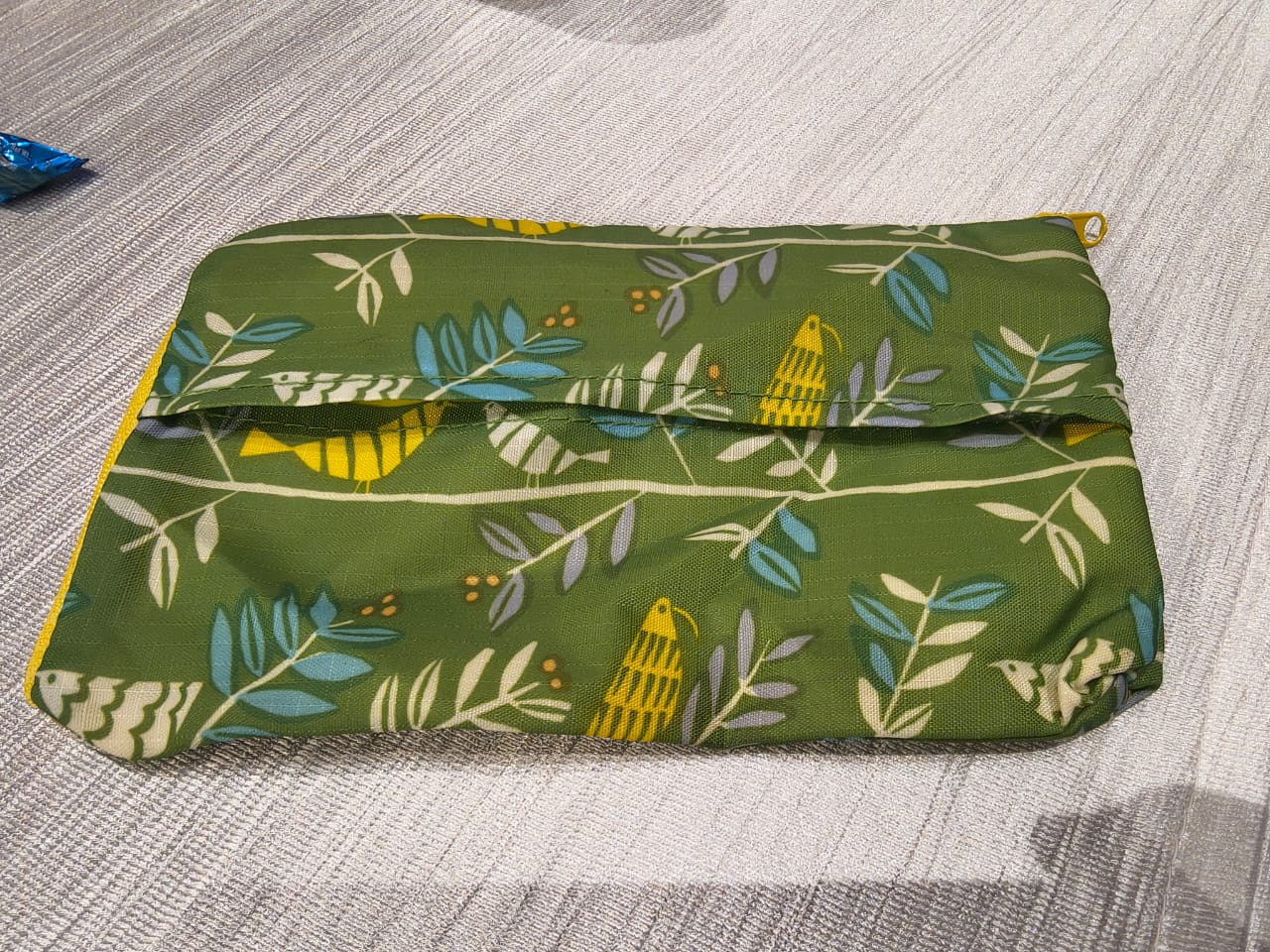 Green Leaf Patterned Fabric Pouch