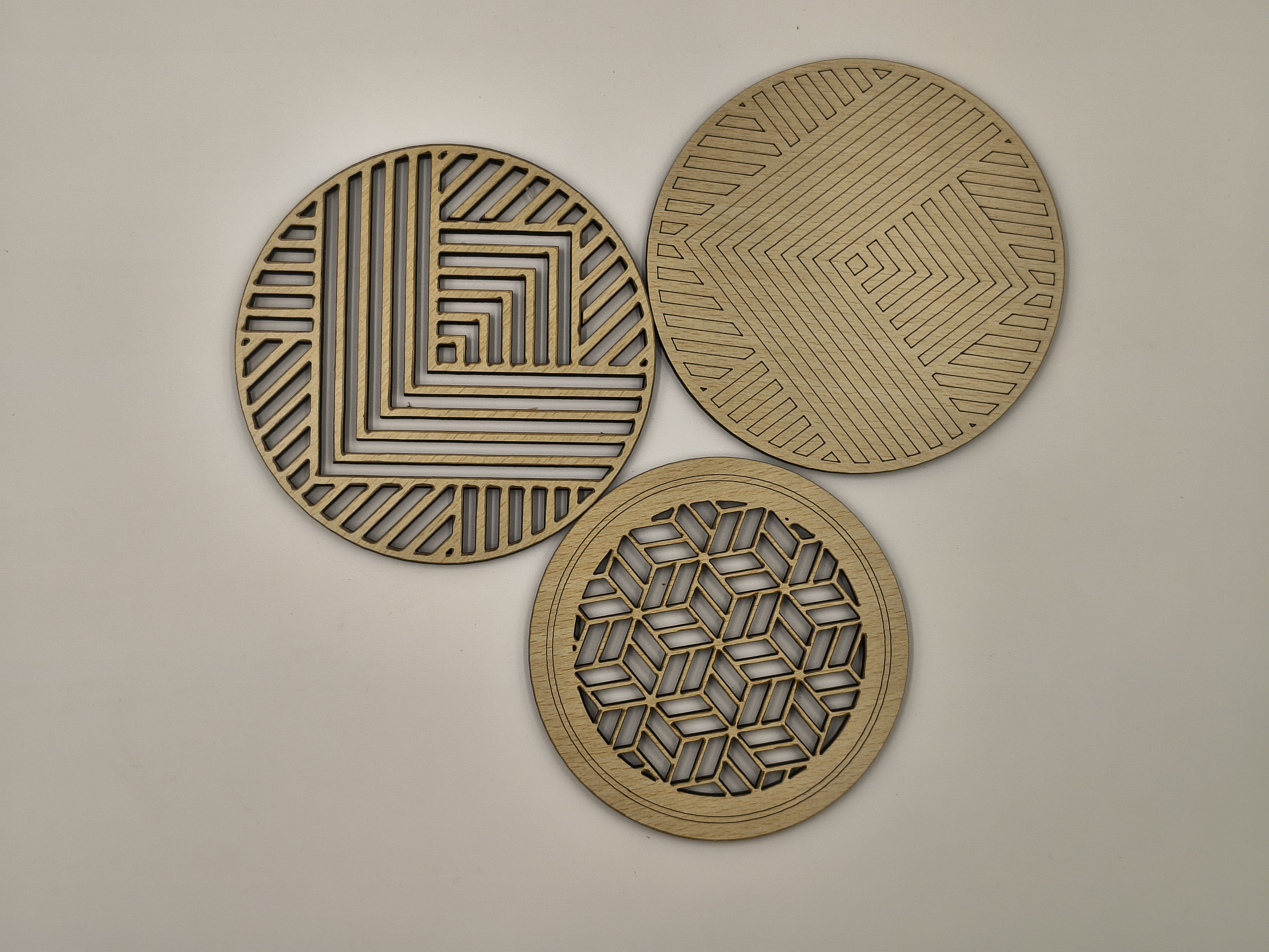 Geometric Wooden Coasters Set