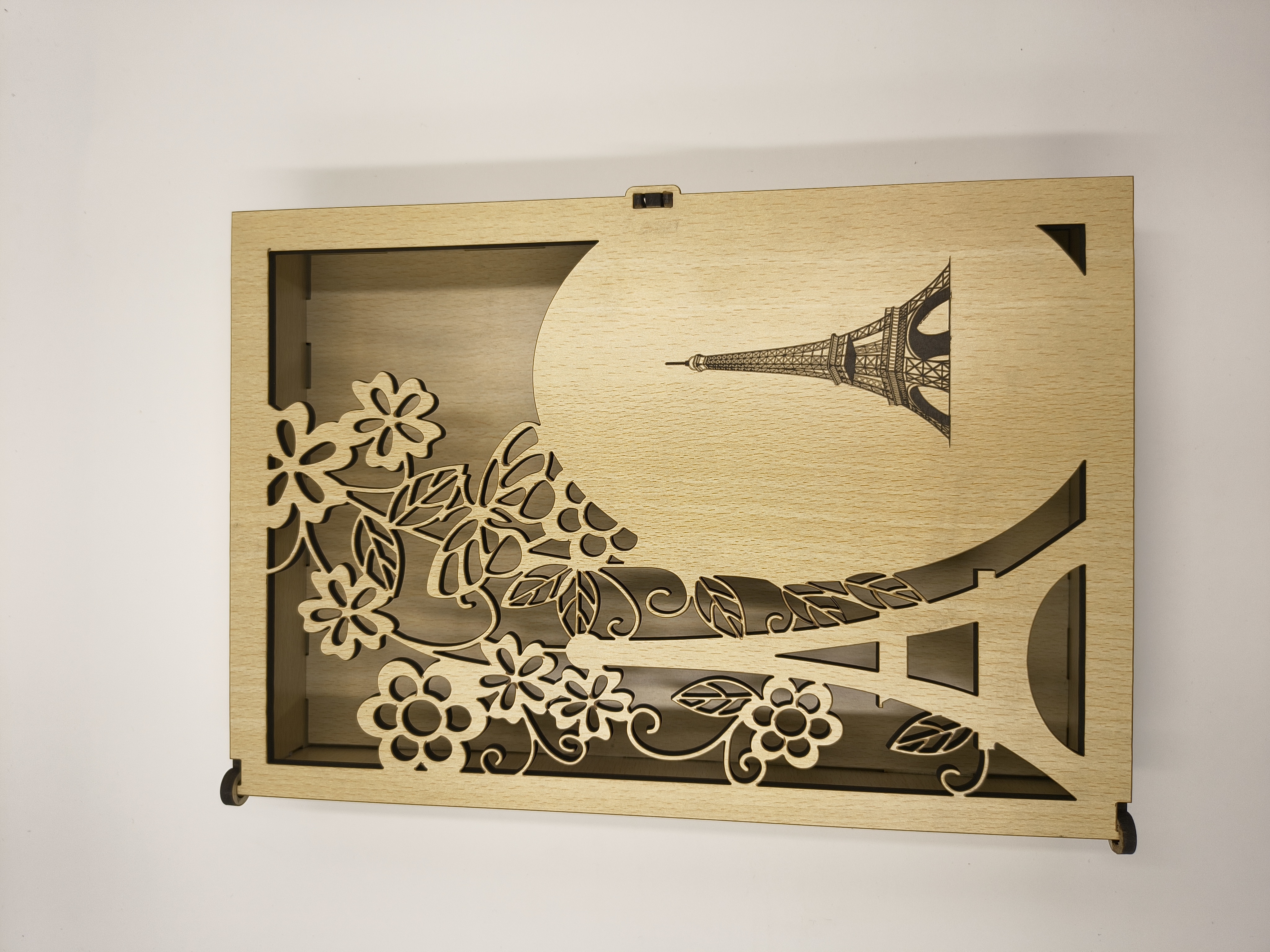 Wooden Decorative Box with Eiffel Tower Design