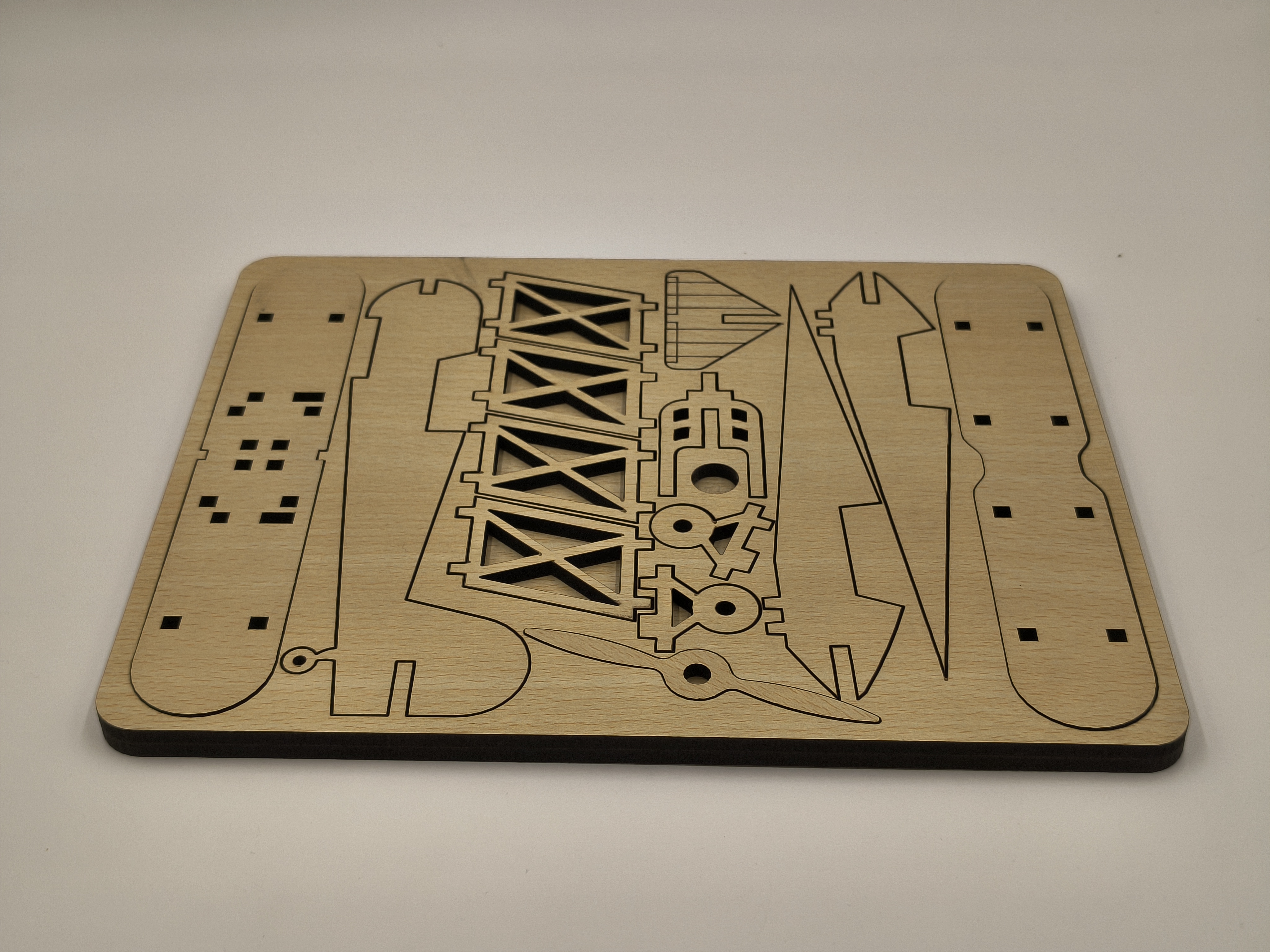 Wooden Biplane Puzzle Model DIY