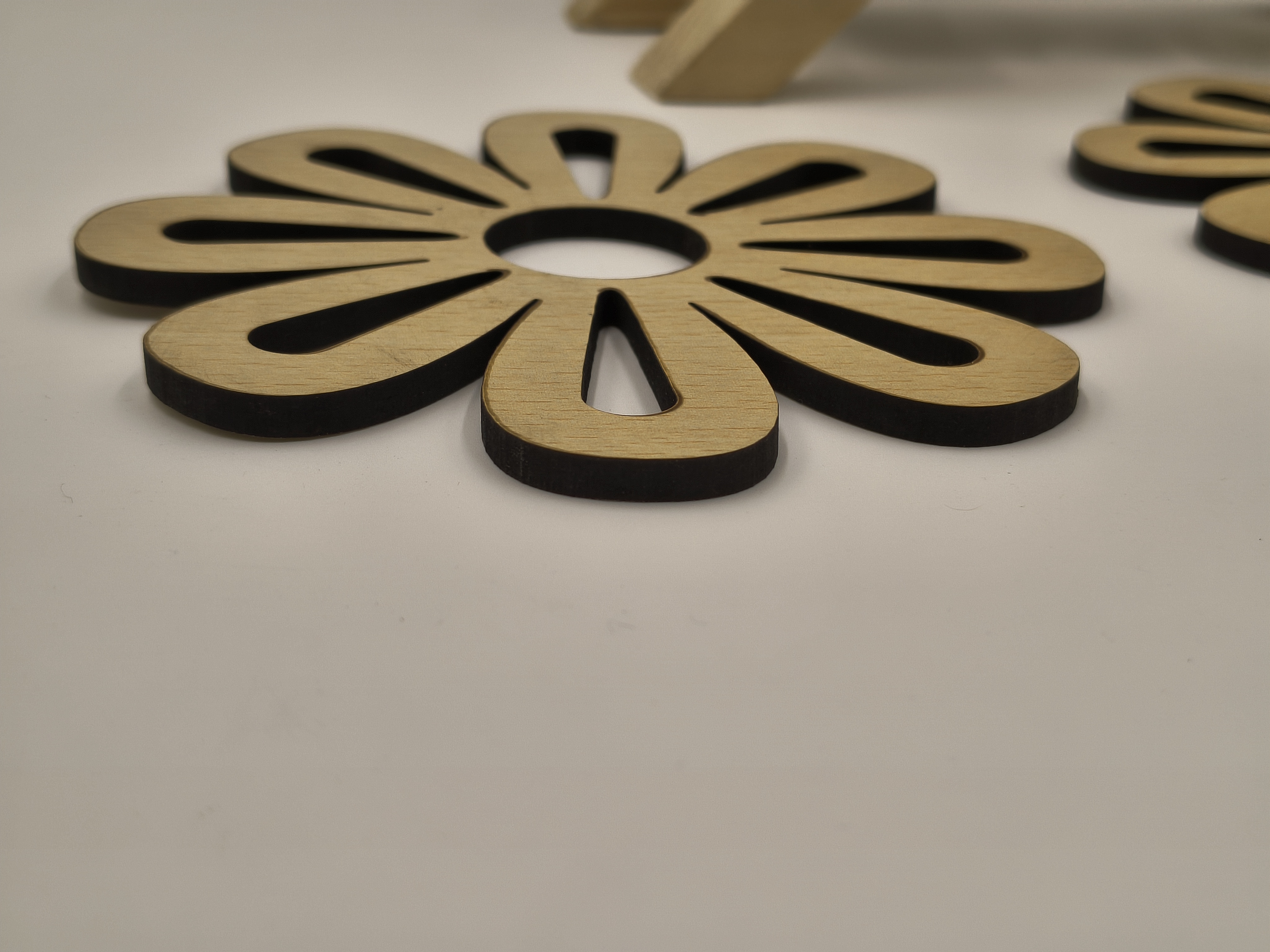Wooden Flower Cutout coaster without Base 