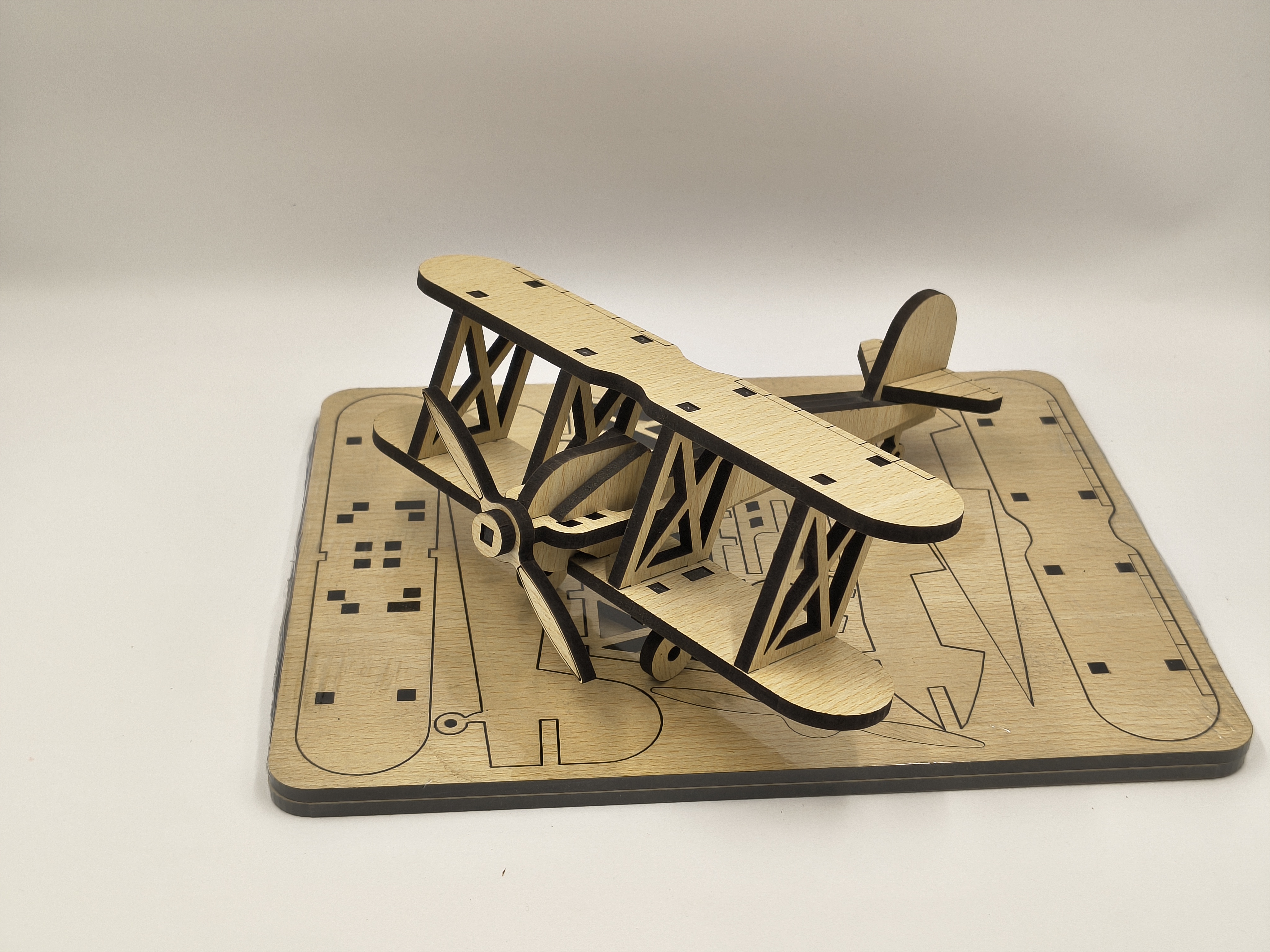 Wooden Biplane Puzzle Model DIY