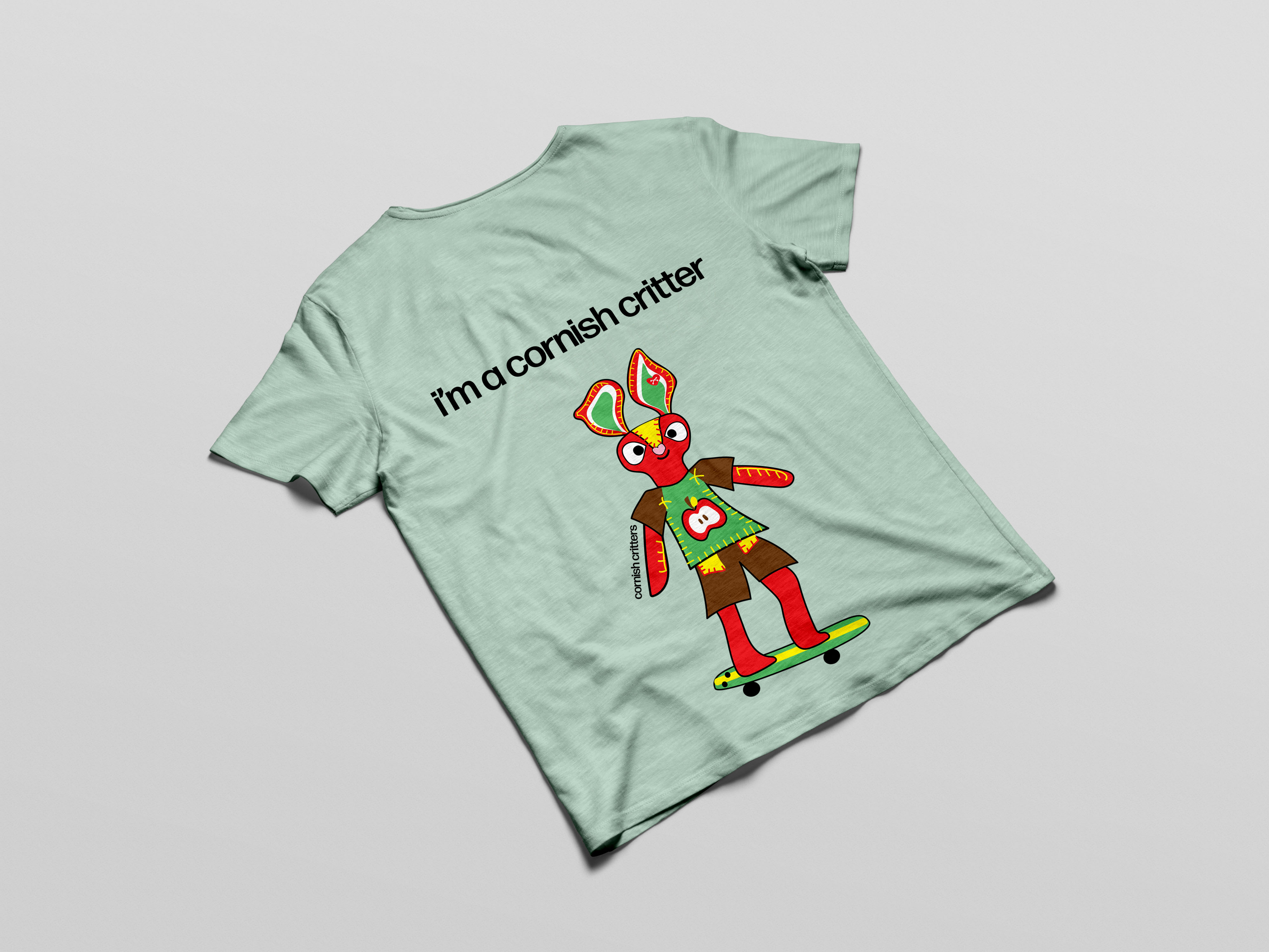 Skateboarding Rabbit T shirt for adults in Aloe Green