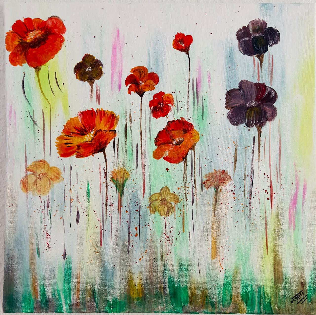 Handcrafted Abstract Floral Painting